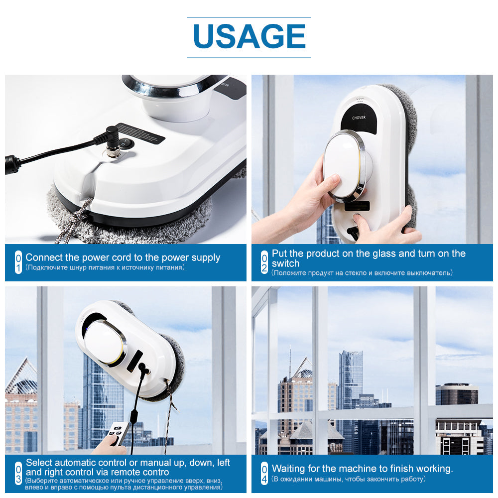 Smart Window Cleaning Robot – Hands-Free Operation with Remote Control for Streak-Free Results