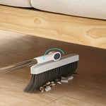 Rotatable Long Handle Broom and Dustpan Set with Built-In Comb Teeth