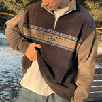 Trendy High Collar Half Zip Pullover
