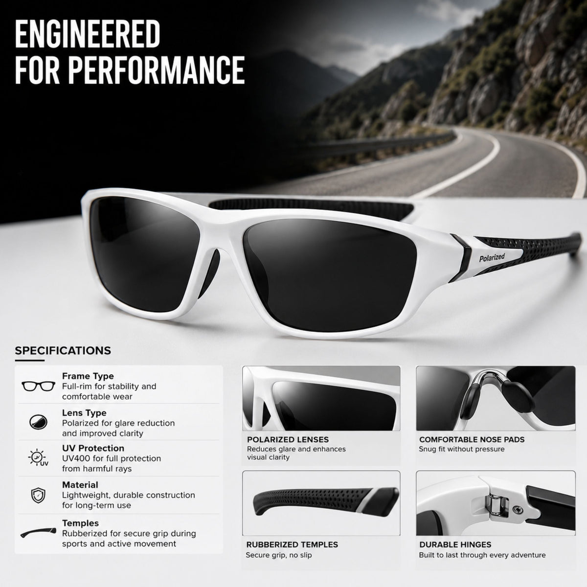 Polarized Sport Sunglasses with UV400 Protection