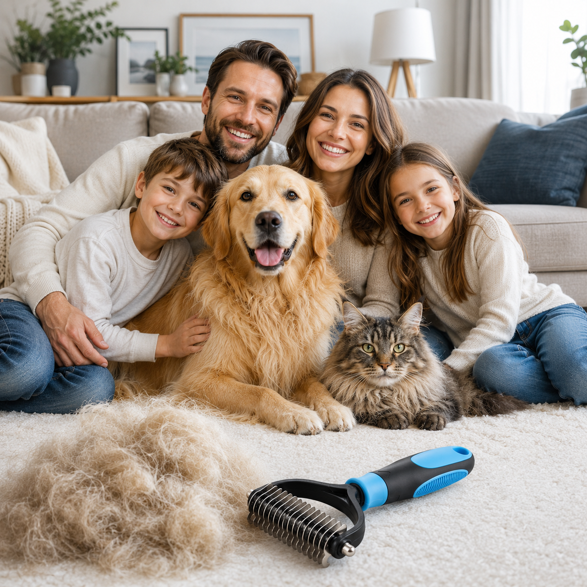 Dual-Sided Deshedding Brush for Dogs and Cats
