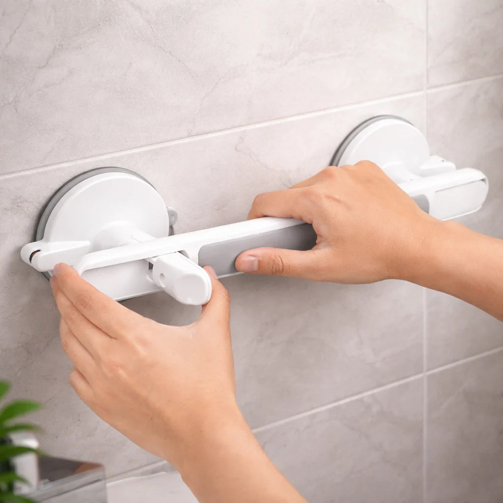 Shower, Bathtub, or Toilet Grab Bar | Suction Grip for Seniors - No Drilling Required