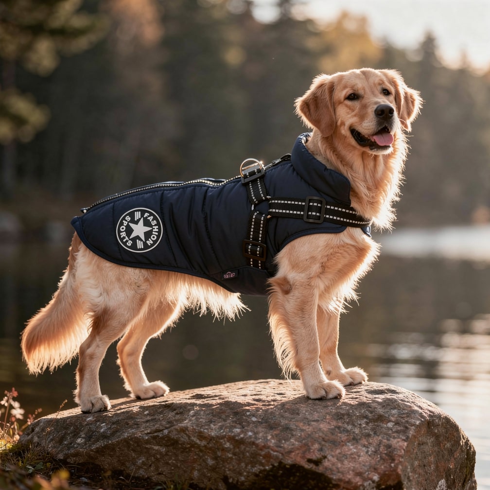 Dog Coat with Built-in Harness | Fleece Jacket