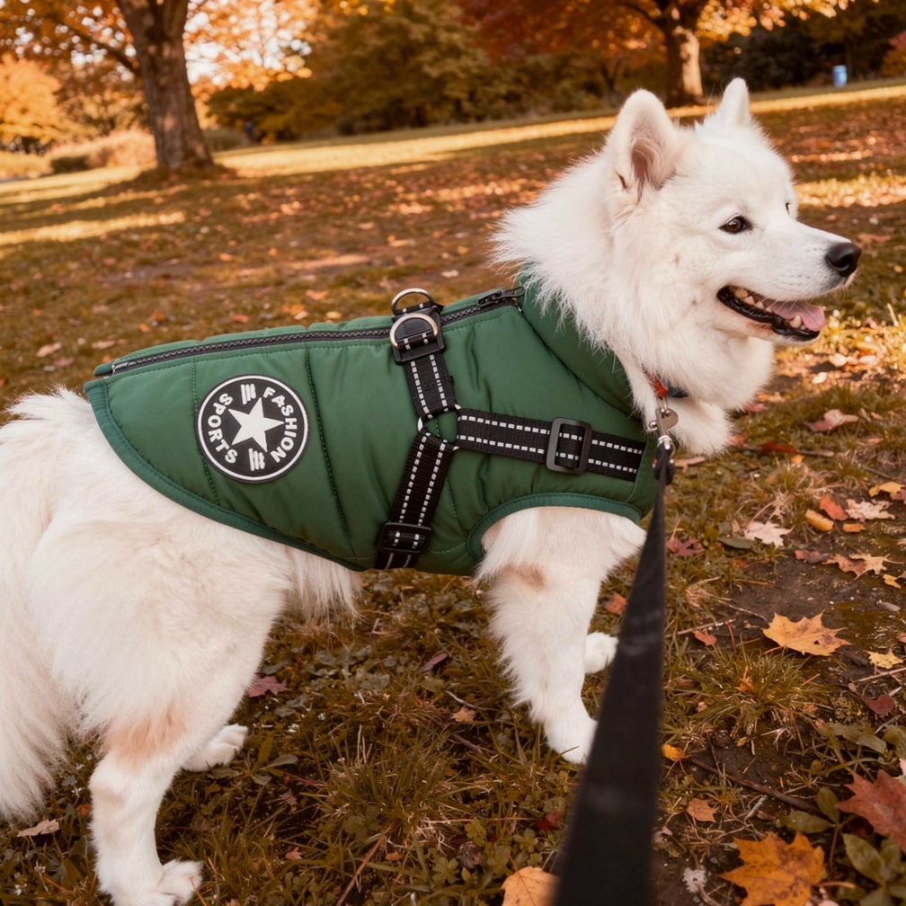 Dog Coat with Built-in Harness | Fleece Jacket