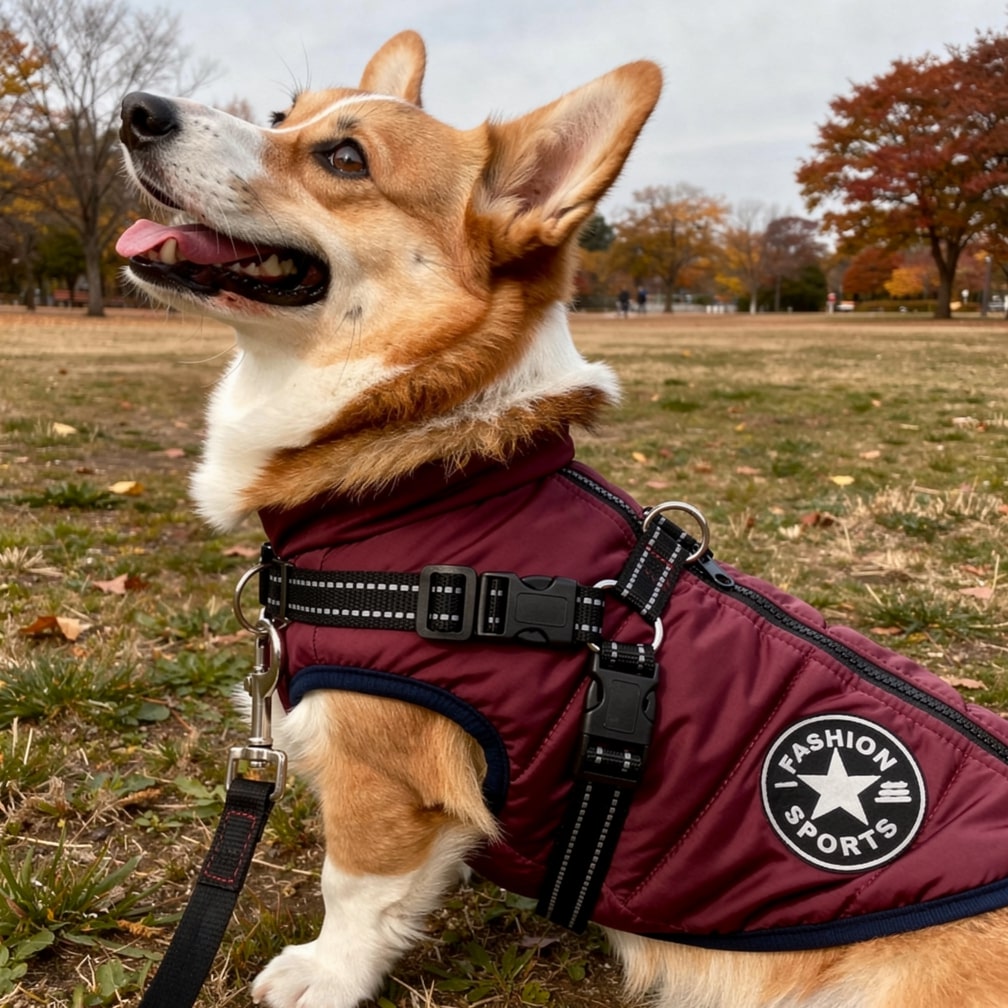 Dog Coat with Built-in Harness | Fleece Jacket