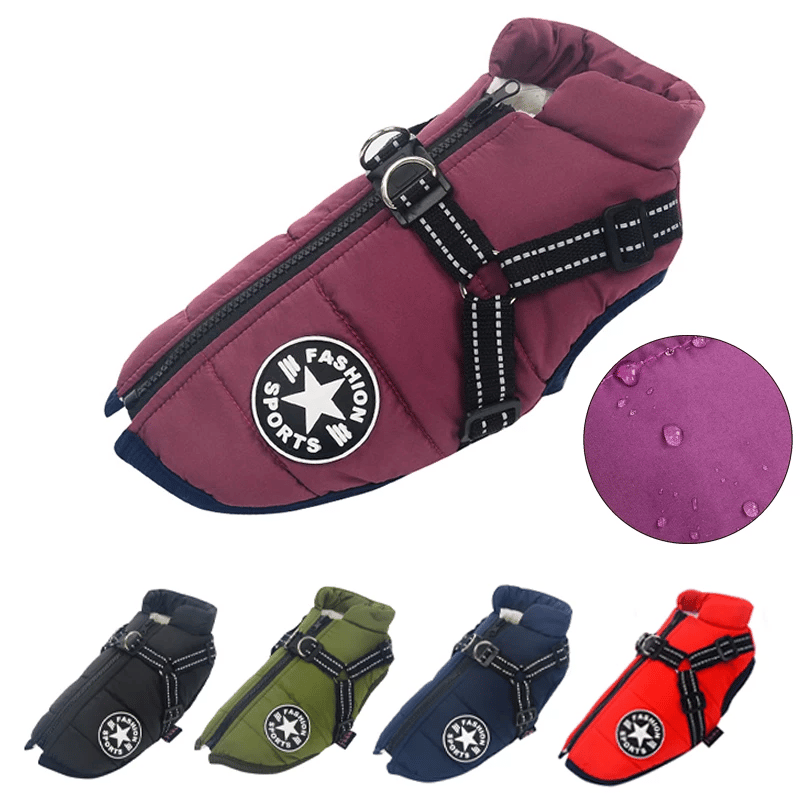 Dog Coat with Built-in Harness | Fleece Jacket