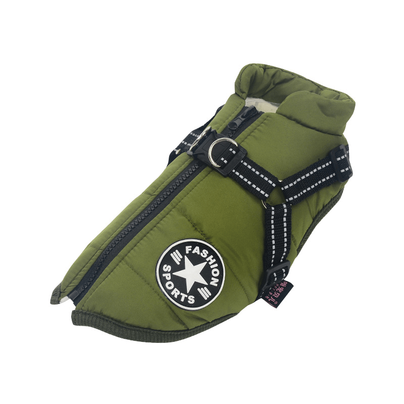 Dog Coat with Built-in Harness | Fleece Jacket