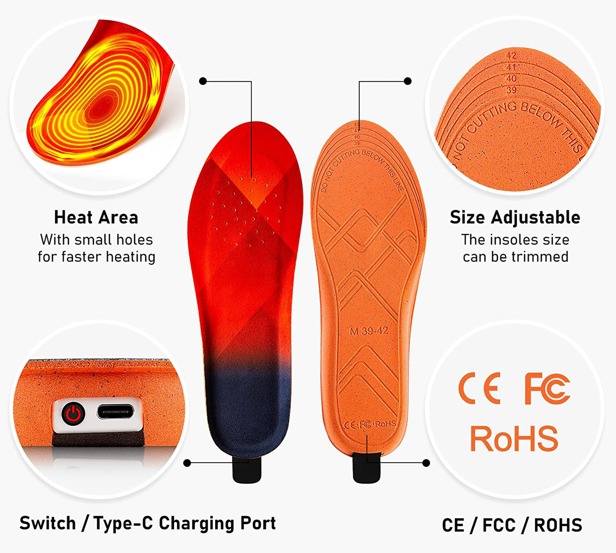 Rechargeable Wireless Heated Insoles