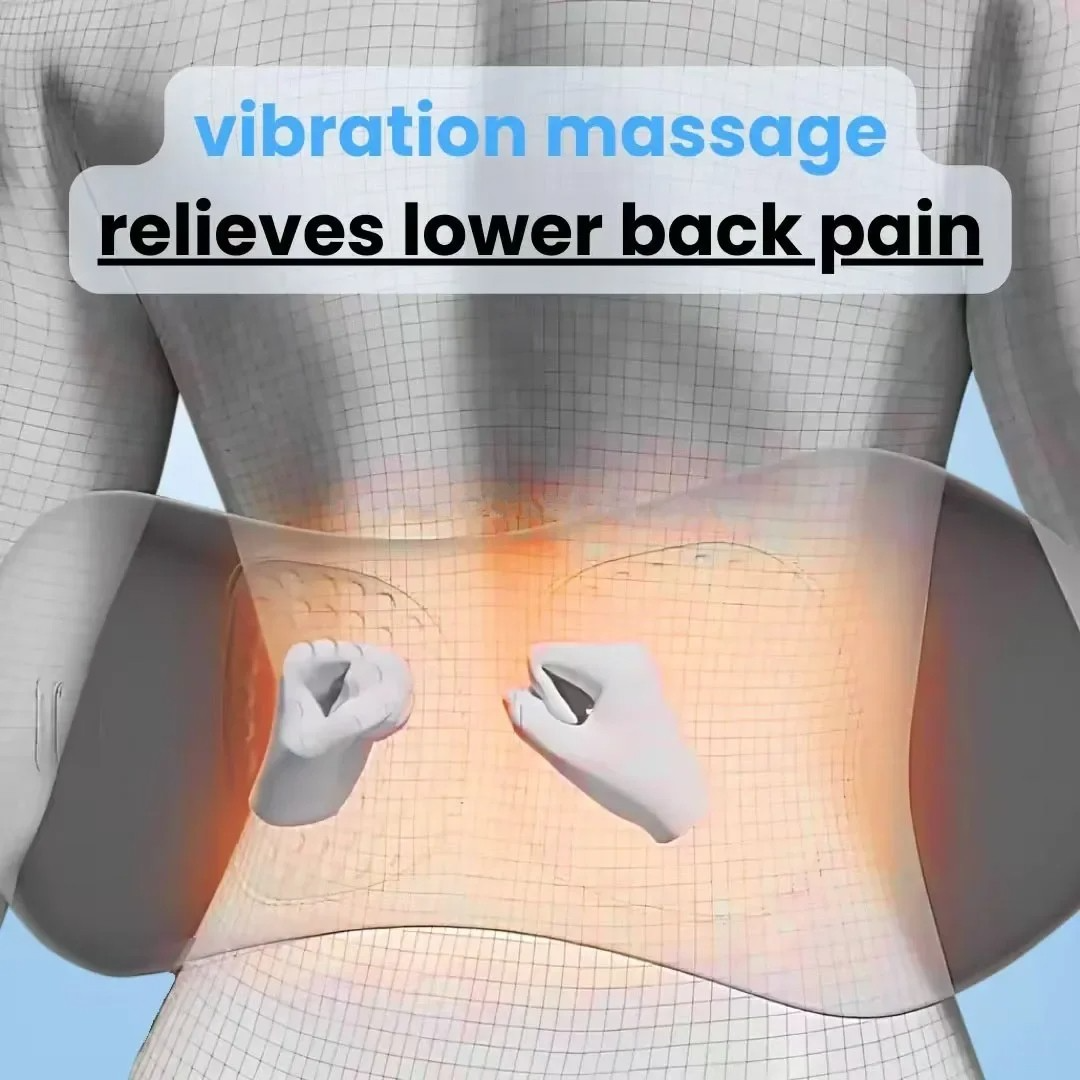 Back Pain Massager with Heat & Vibration, Support for Sciatica Relief, Lumbar Pain & Posture Correction – 3-in-1 Home Therapy