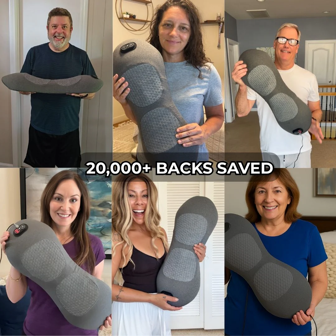Back Pain Massager with Heat & Vibration, Support for Sciatica Relief, Lumbar Pain & Posture Correction – 3-in-1 Home Therapy