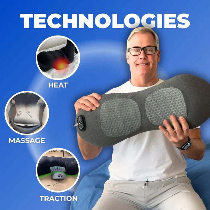 Back Pain Massager with Heat & Vibration, Support for Sciatica Relief, Lumbar Pain & Posture Correction – 3-in-1 Home Therapy