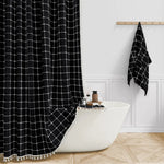 Bohemian Linen Shower Curtain with Tassels and Waterproof Design