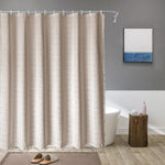 Bohemian Linen Shower Curtain with Tassels and Waterproof Design