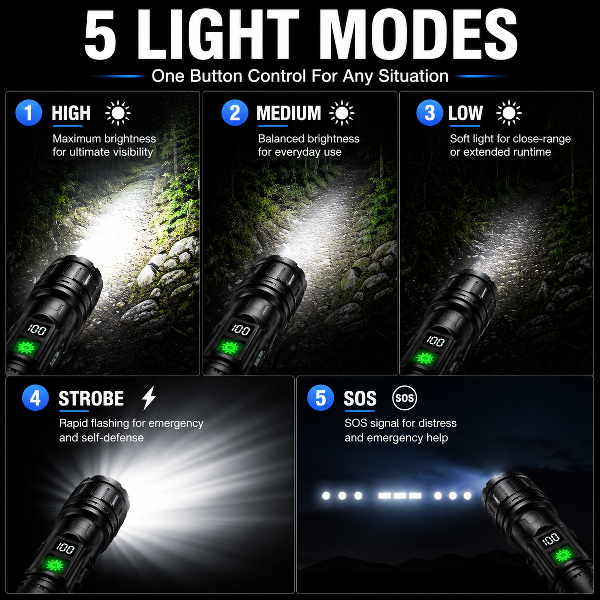 Extreme Brightness Tactical Flashlight