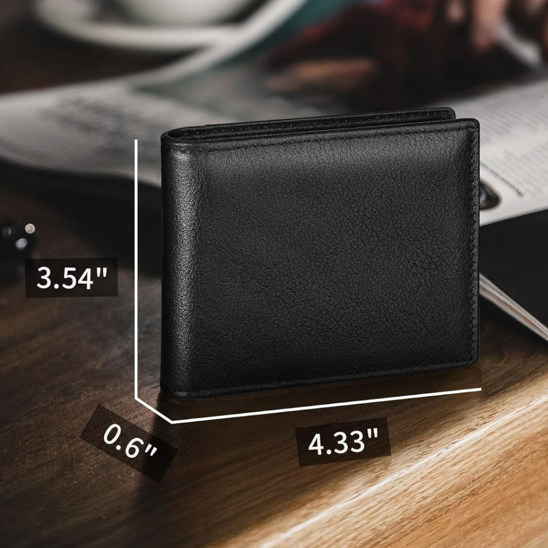 Men's Bifold Genuine Leather RFID Blocking Wallet