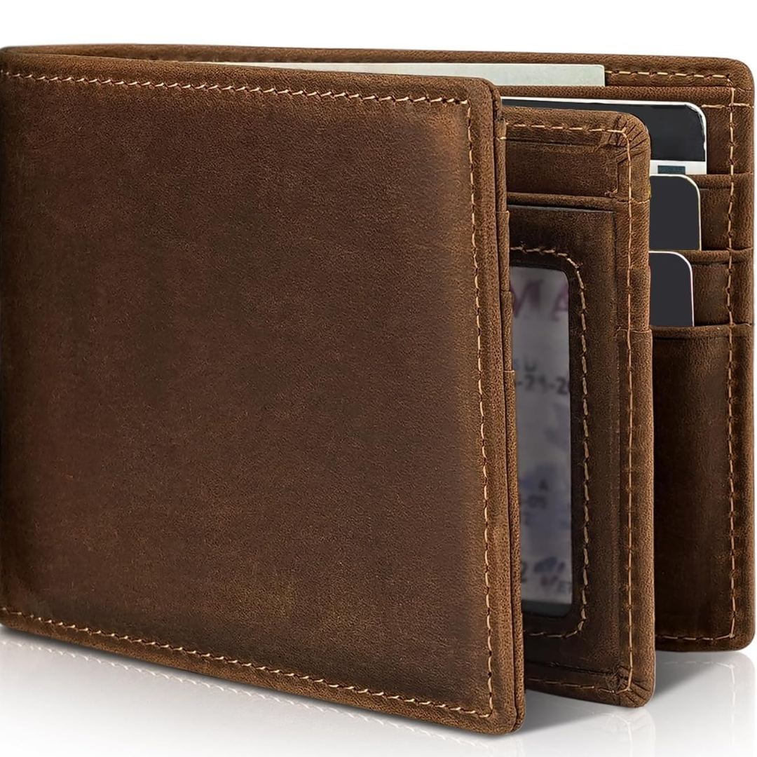 Men's Bifold Genuine Leather RFID Blocking Wallet