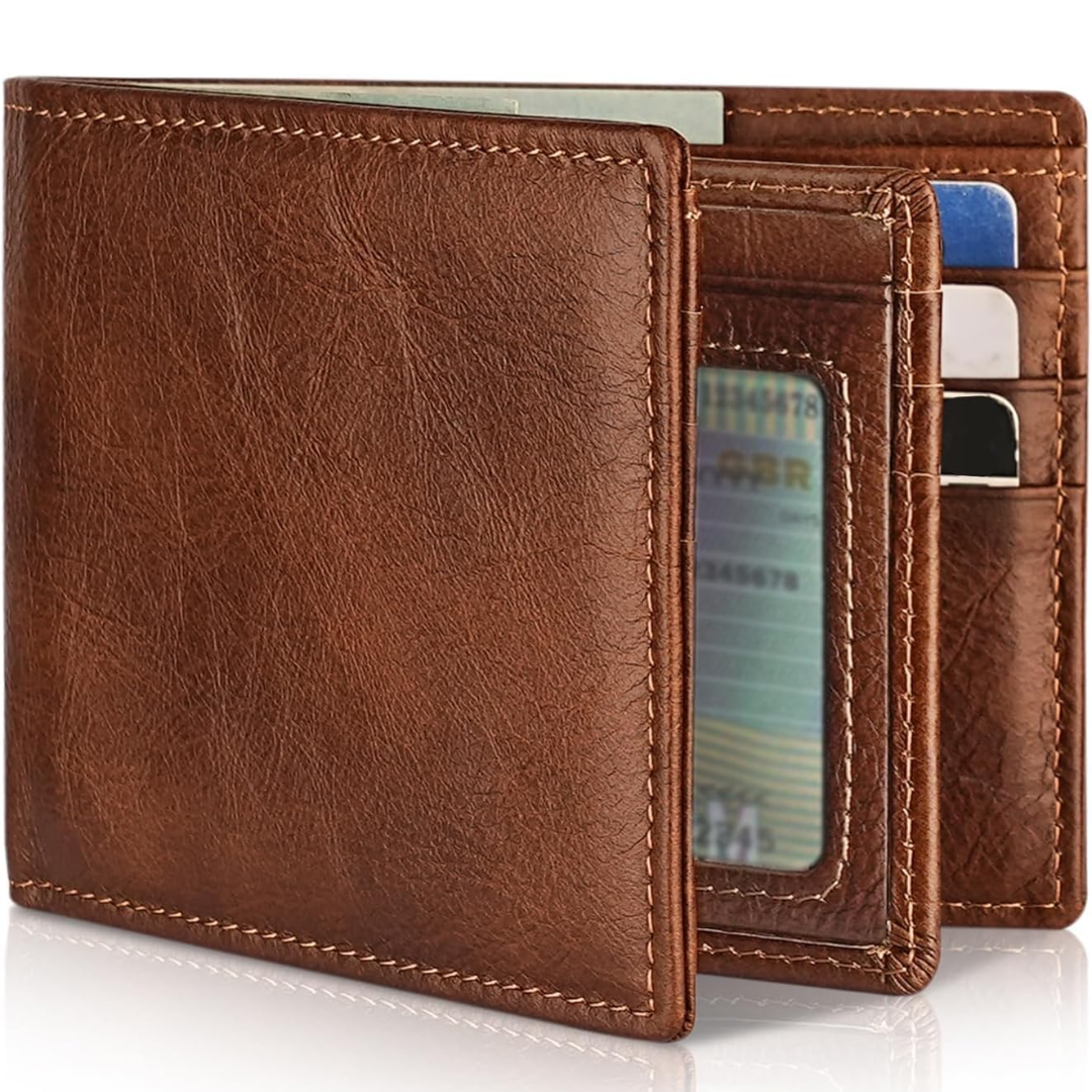Men's Bifold Genuine Leather RFID Blocking Wallet