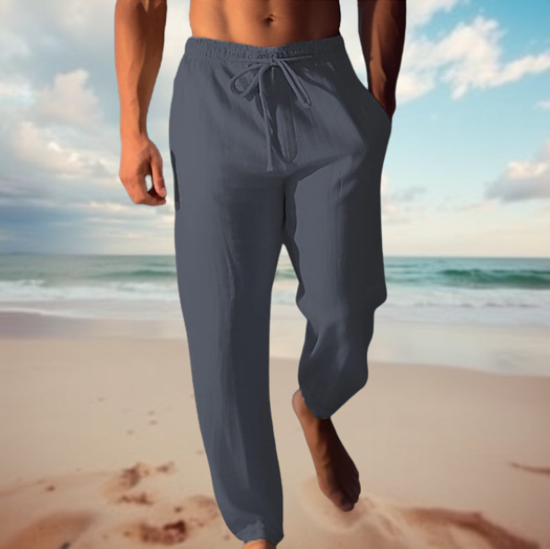 Relaxed Fit Linen Drawstring Pants