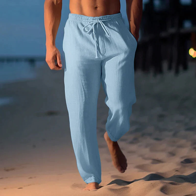 Relaxed Fit Linen Drawstring Pants