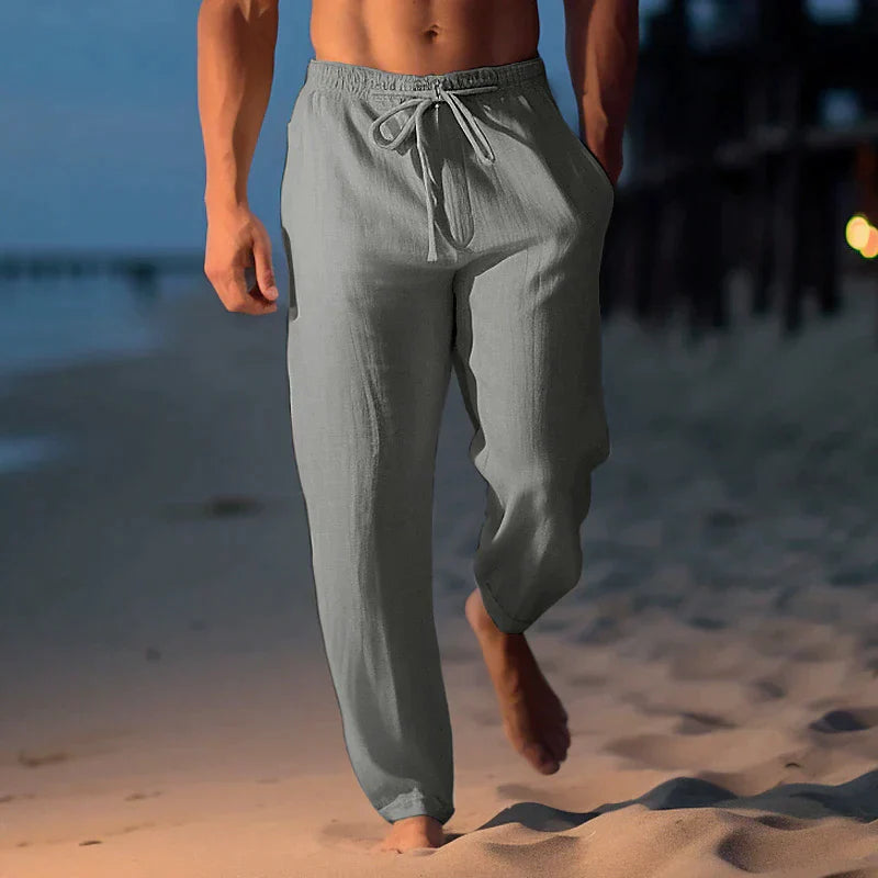 Relaxed Fit Linen Drawstring Pants