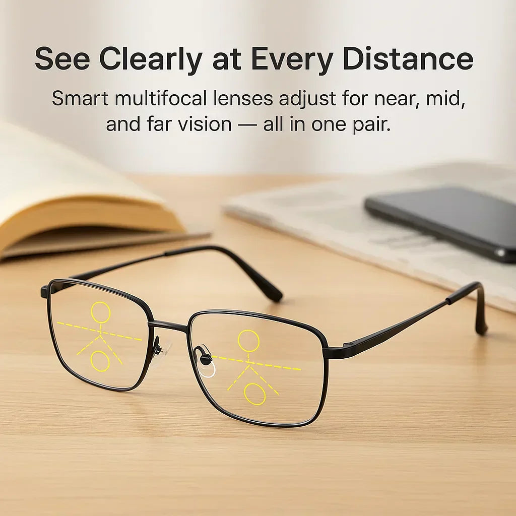 Progressive Multifocal Glasses for Clear Vision - Intelligent German Design for Everyday Use
