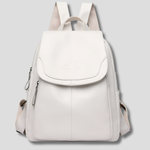Women's Anti-Theft Leather Backpack with Embossed Detail