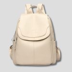 Women's Anti-Theft Leather Backpack with Embossed Detail