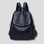 Women's Anti-Theft Leather Backpack with Embossed Detail