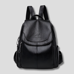 Women's Anti-Theft Leather Backpack with Embossed Detail