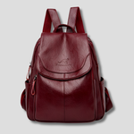 Women's Anti-Theft Leather Backpack with Embossed Detail