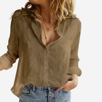 Women's Casual Linen Blend Button-Up Shirt