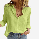 Women's Casual Linen Blend Button-Up Shirt