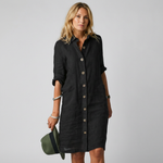 Lightweight Linen Button-Front Dress