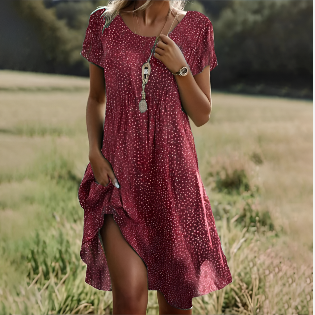 Lightweight Polka Dot Midi Dress
