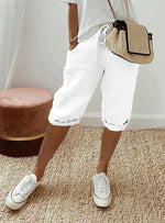 Women's Cropped Linen Drawstring Pants - Relaxed Fit
