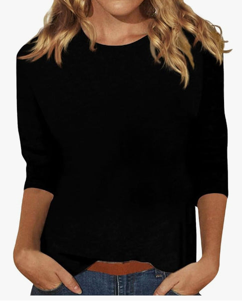 Women's Soft Cotton Crew Neck Long Sleeve Tee
