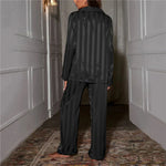 Chic Striped Satin Pajama Set for Women