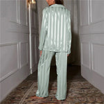 Chic Striped Satin Pajama Set for Women