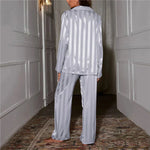 Chic Striped Satin Pajama Set for Women