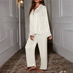 Chic Striped Satin Pajama Set for Women
