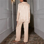 Chic Striped Satin Pajama Set for Women