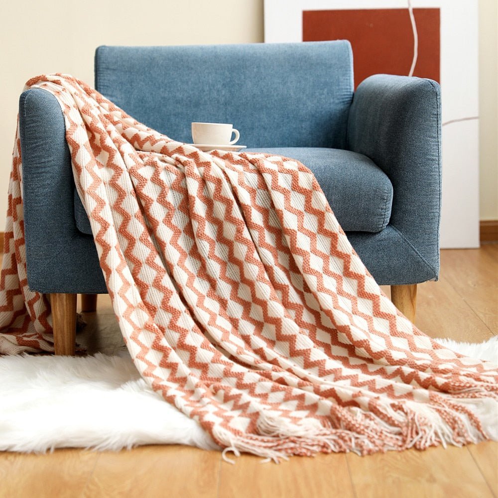 Knitted Sofa Blanket in Stylish Design