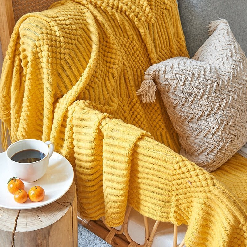 Knitted Sofa Blanket in Stylish Design