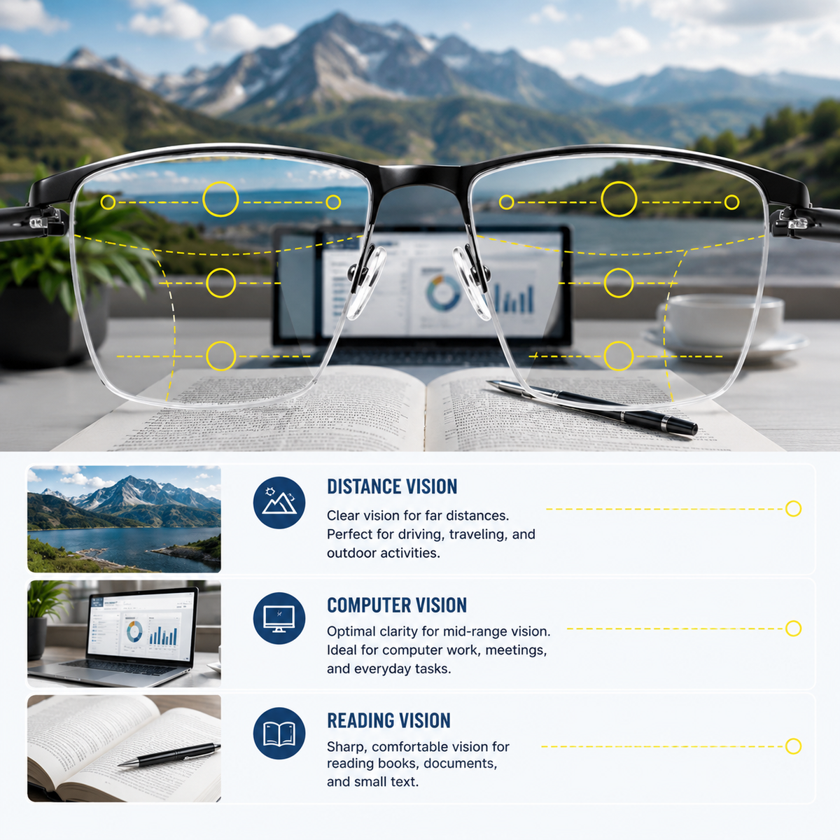 Glasses for Clear Vision at All Distances