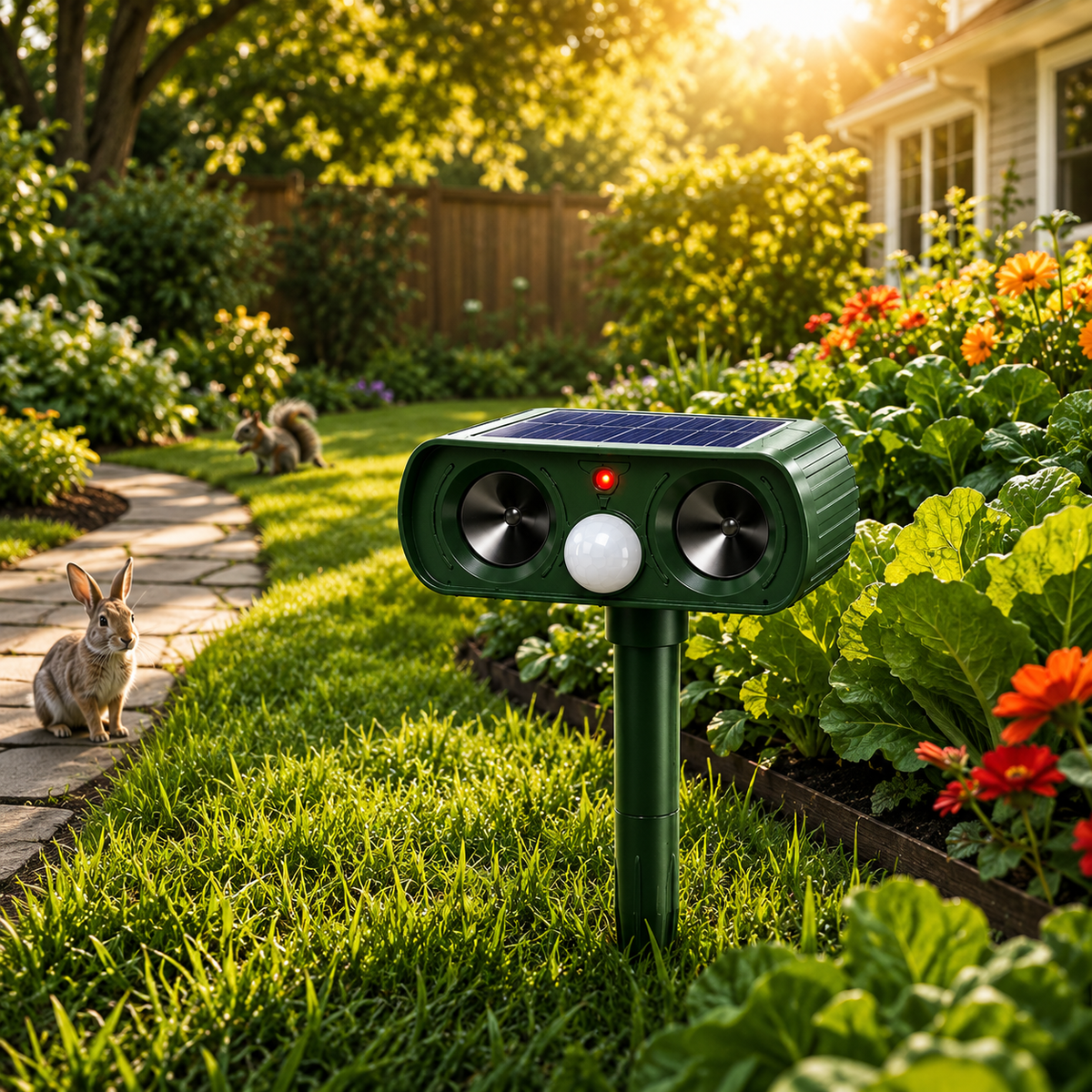 Solar Motion Animal Deterrent for Humane Garden Protection