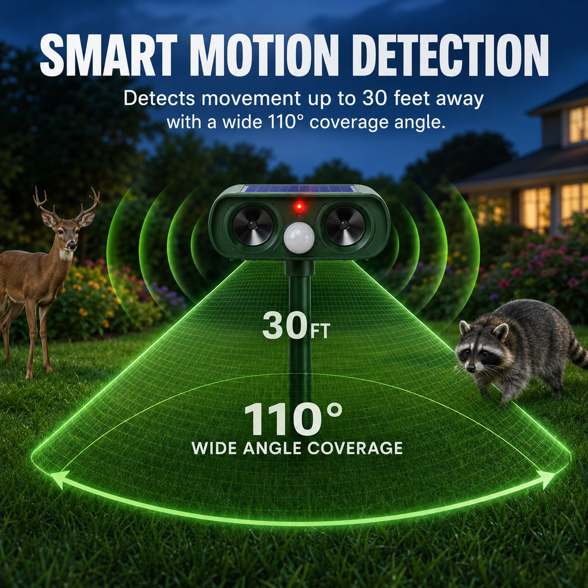 Solar Motion Animal Deterrent for Humane Garden Protection