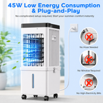 Compact Evaporative Air Cooler for Home with 12L Tank and Timer