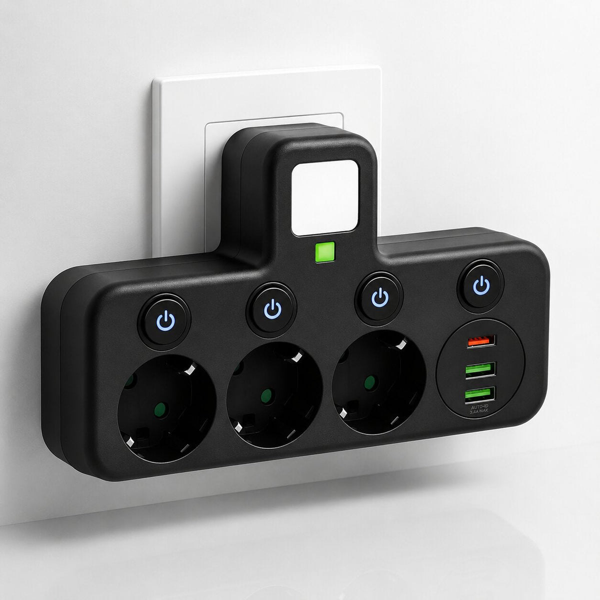 Power Strip with 3 Outlets | Multi-Outlet with USB Ports & Switch