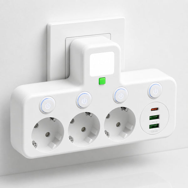 Power Strip with 3 Outlets | Multi-Outlet with USB Ports & Switch