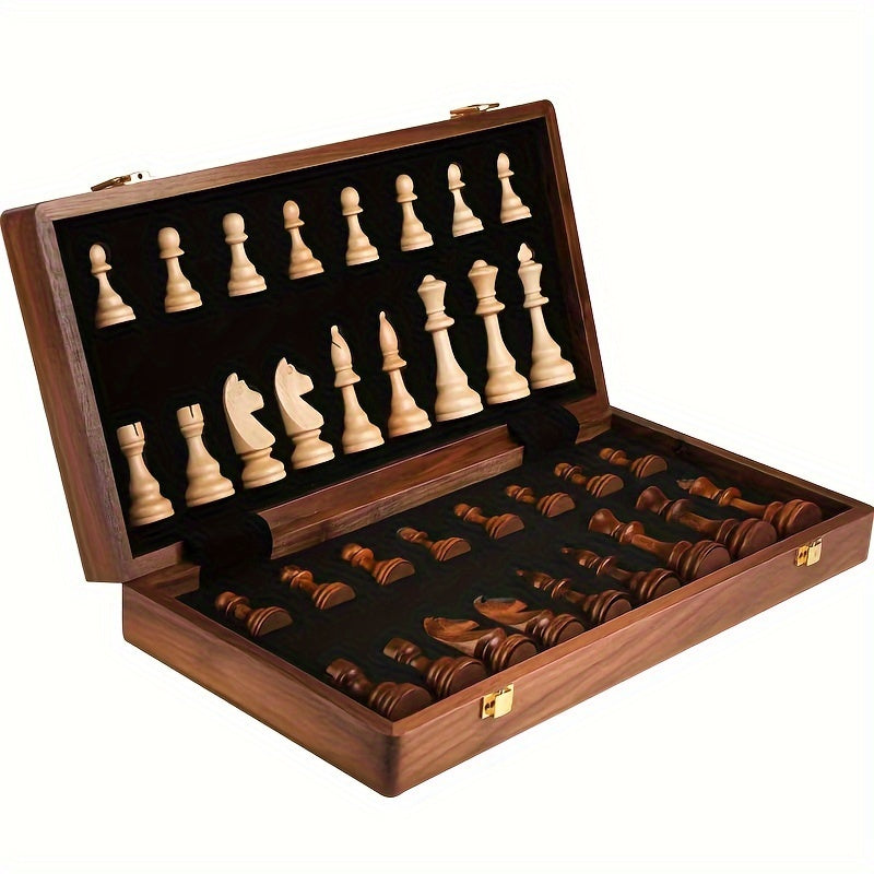 Wooden Chess Set | Chessboard with Pieces | Foldable & Portable